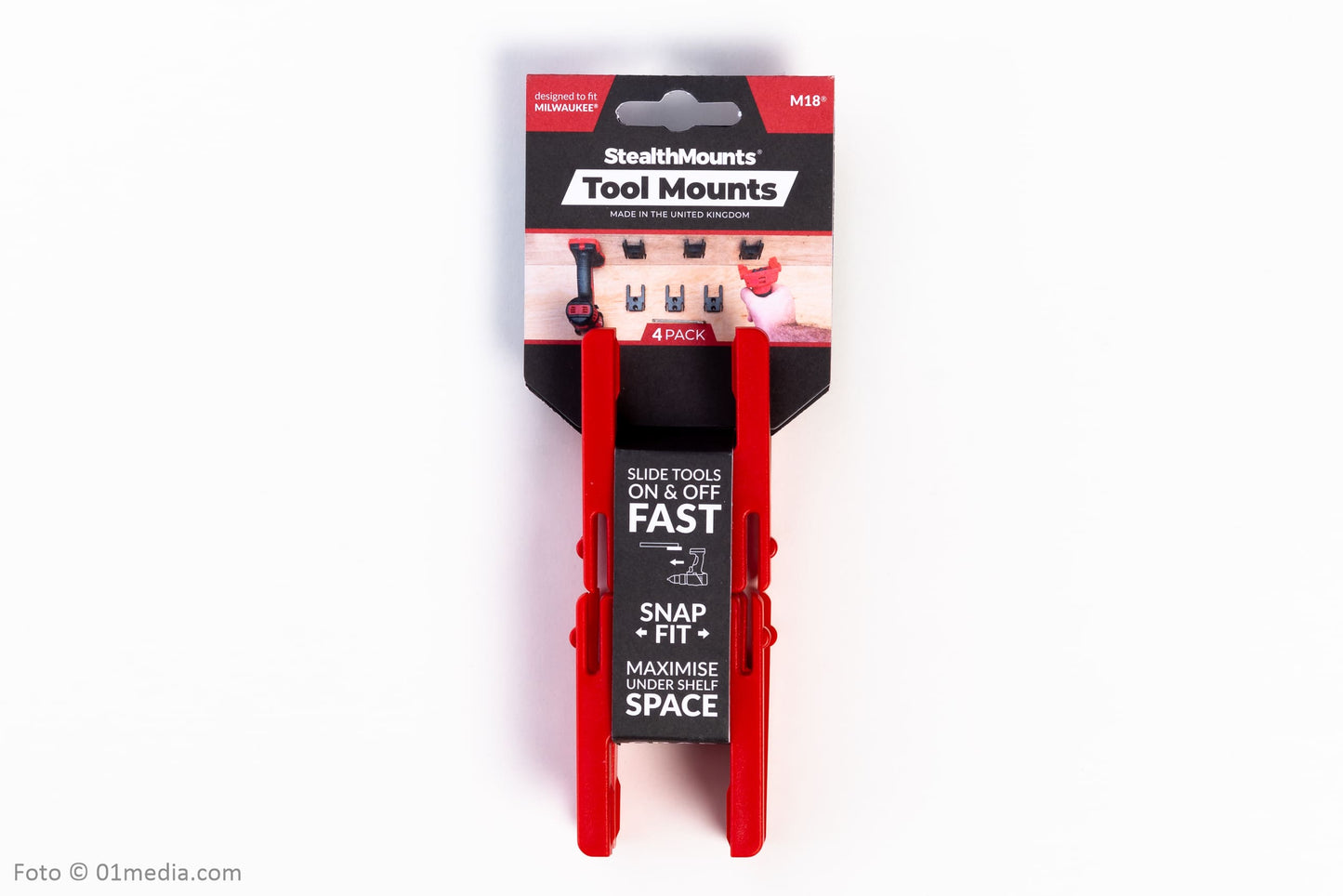 Supporto macchina Stealthmounts tm-mw18-red-4 per milwaukee m18 | rosso | Confezione da 4 - tm-mw18-rosso-4