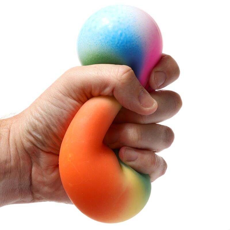 Bola de estrés de juguete de recipiente de arcoiris 9cm
