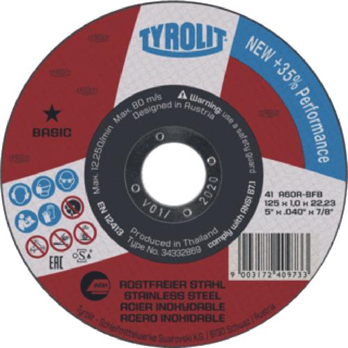 Tyrolit dss 125x1.0mm a60r-bfb acero inoxidable básico | 25 piezas