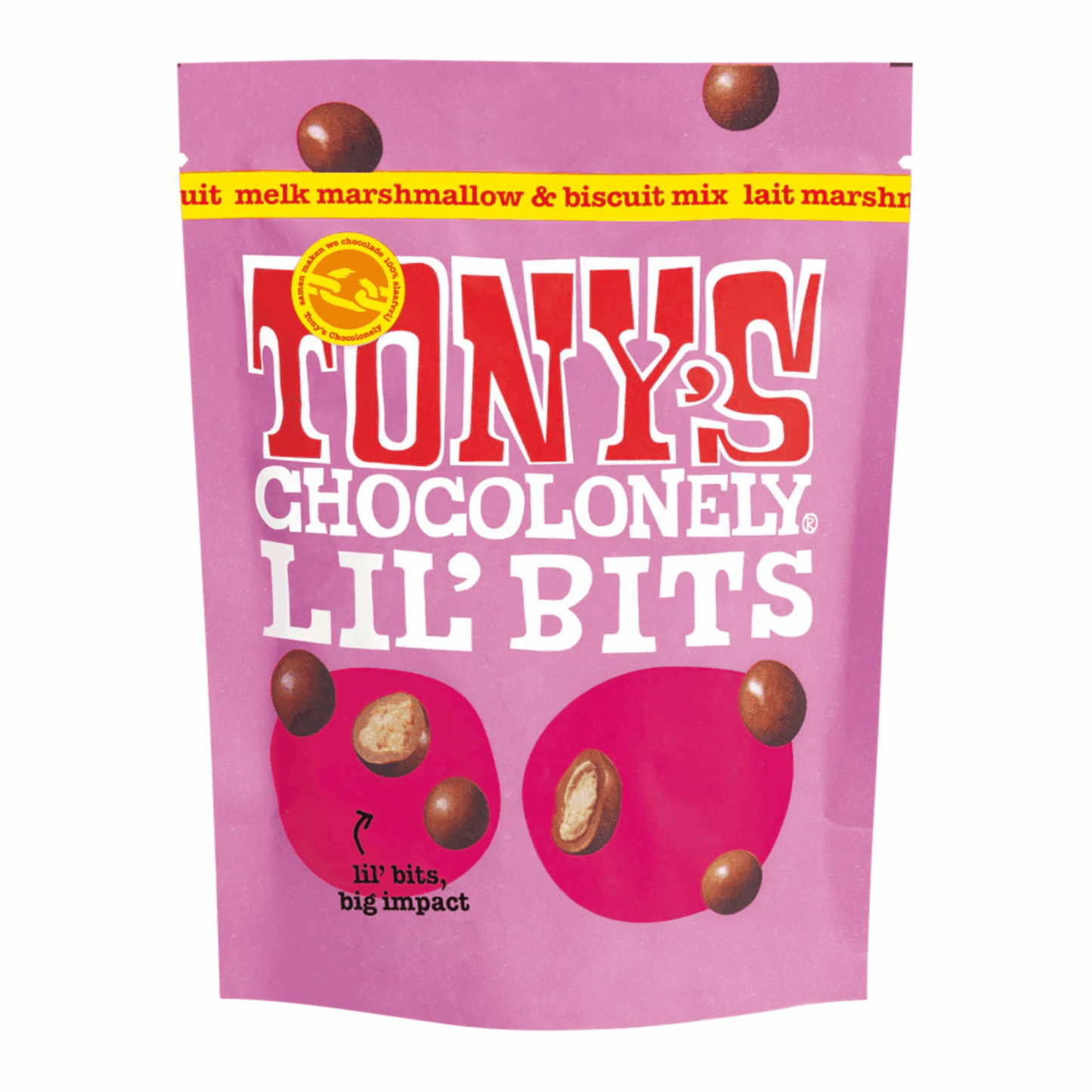 Tony's chocolonely lil' bits biscotto marshmallow al latte (8x 150gr)