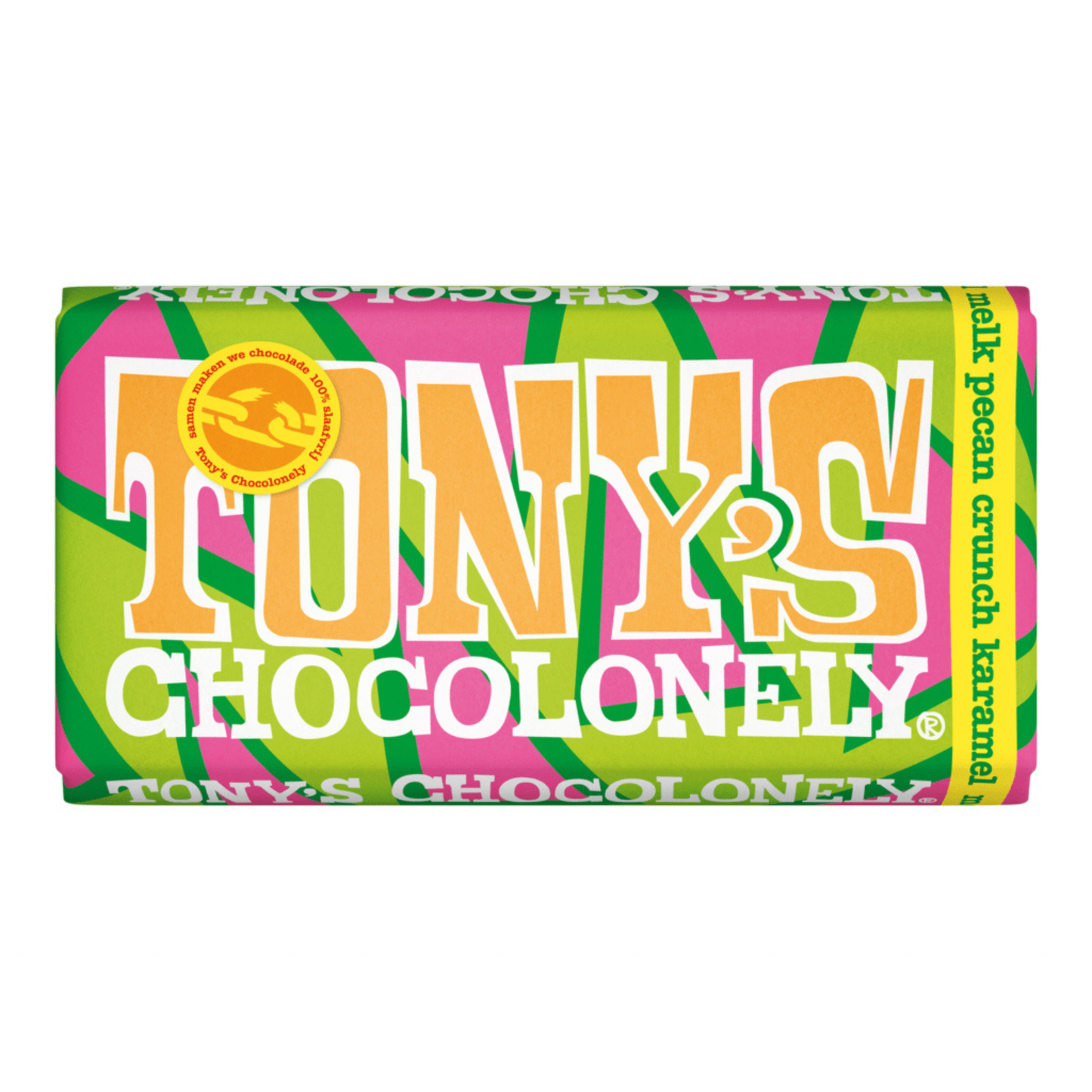 Tony's chocolonely tony's milk pecan crunch caramel (15x180gr)