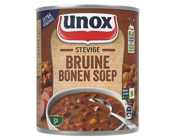 Lata de sopa de judías marrones maciza Unox (6x 0,8 litros)