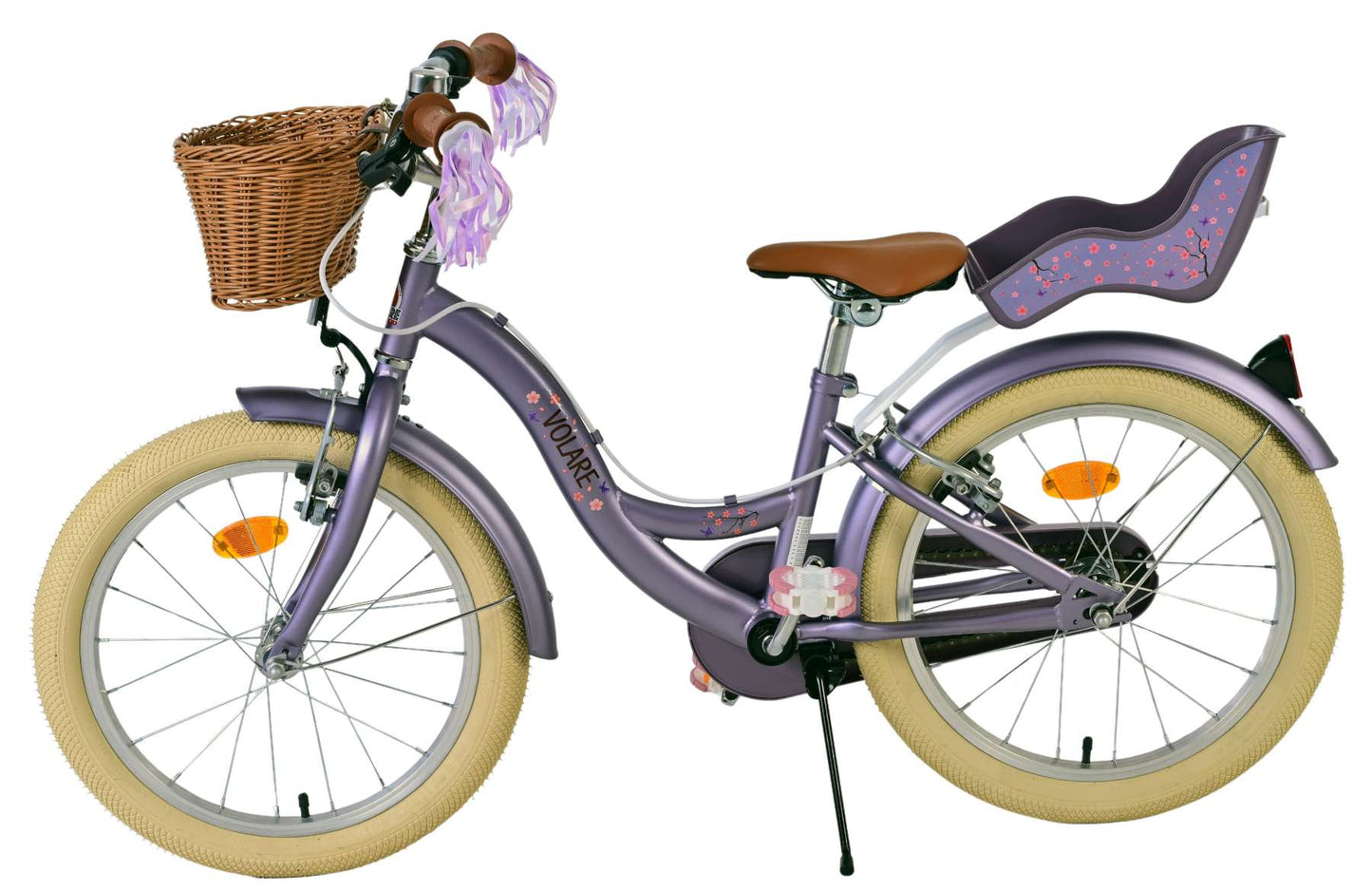 Bicicletta per bambini Volare Blossom - ragazze - 18 pollici - viola - due freni a mano