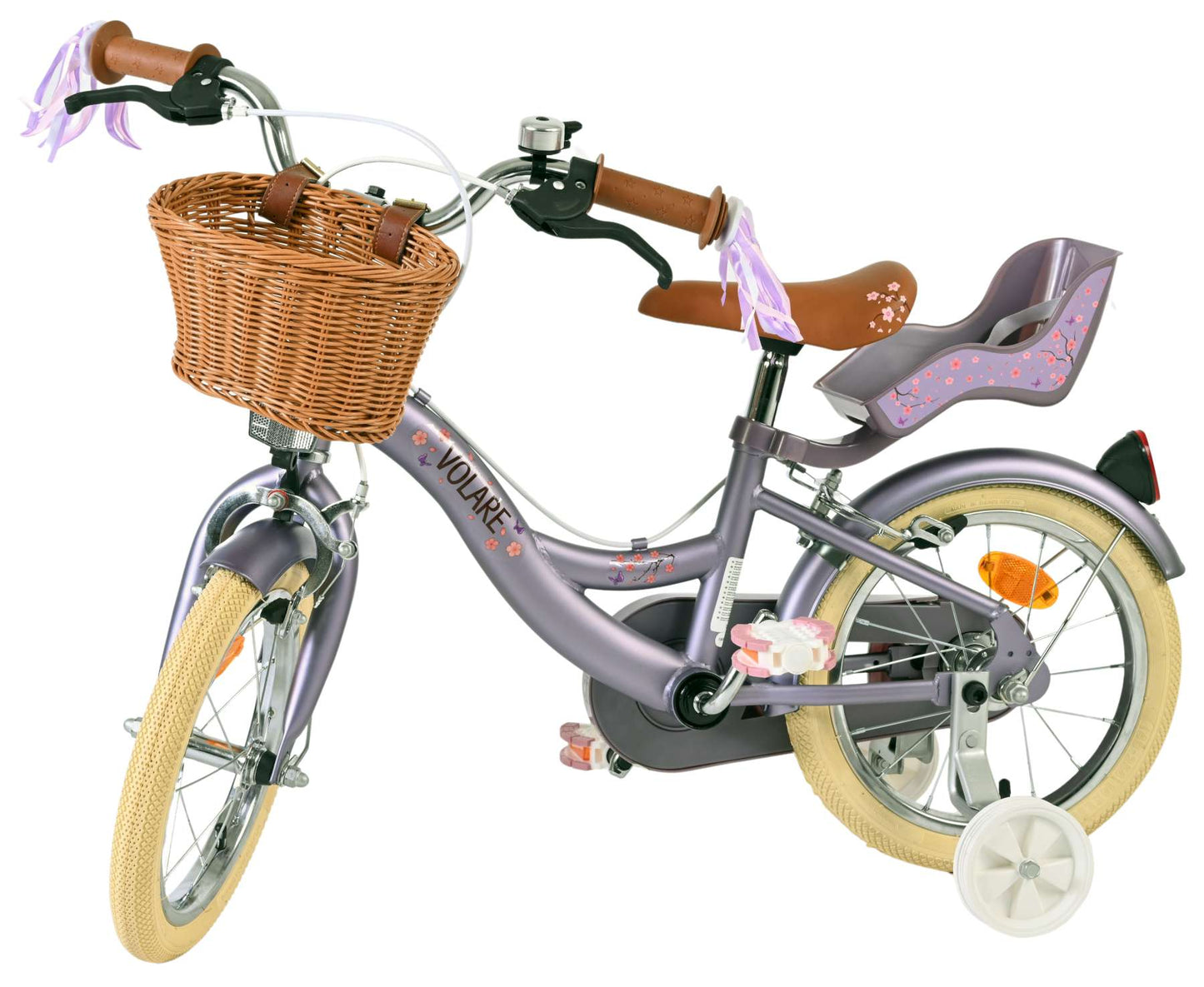 Bicicletta per bambini Volare Blossom - ragazze - 14 pollici - viola - due freni a mano