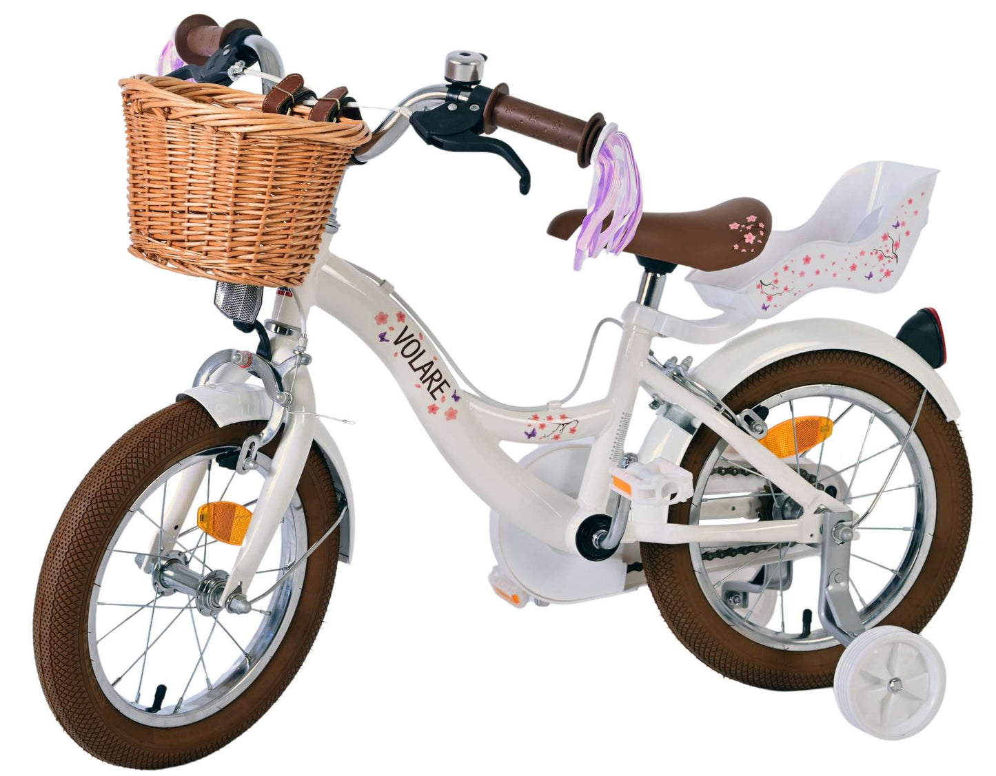 Volare Blossom Children's Bicycle Girls 14 pulgadas blancas de dos manos frenos