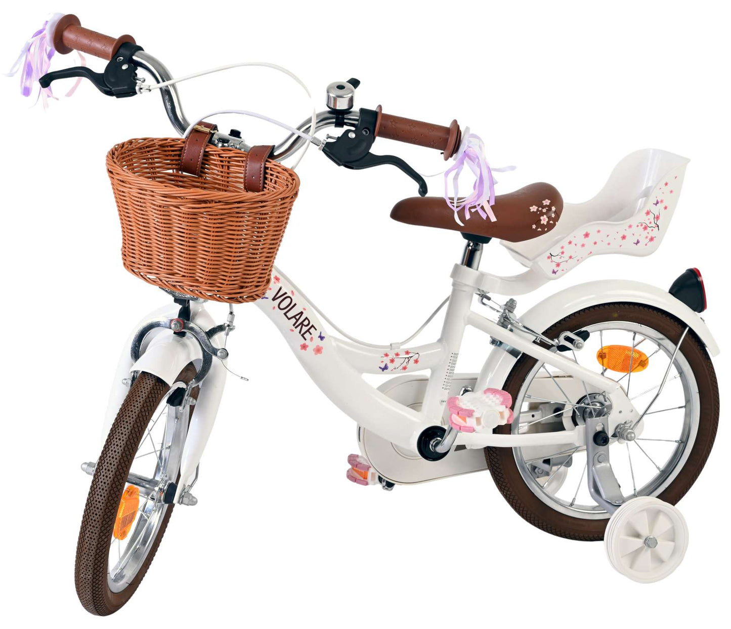 Bicicleta infantil Volare Blossom - niña - 14 pulgadas - blanca - dos frenos de mano