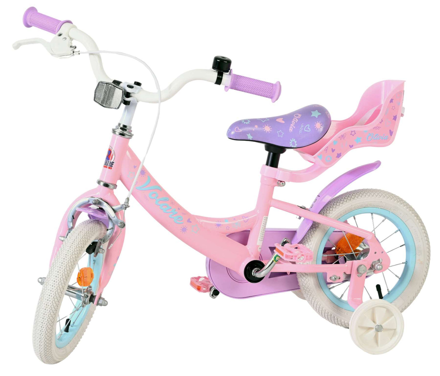 Bicicleta infantil Volare olivia - niña - 12 pulgadas - rosa