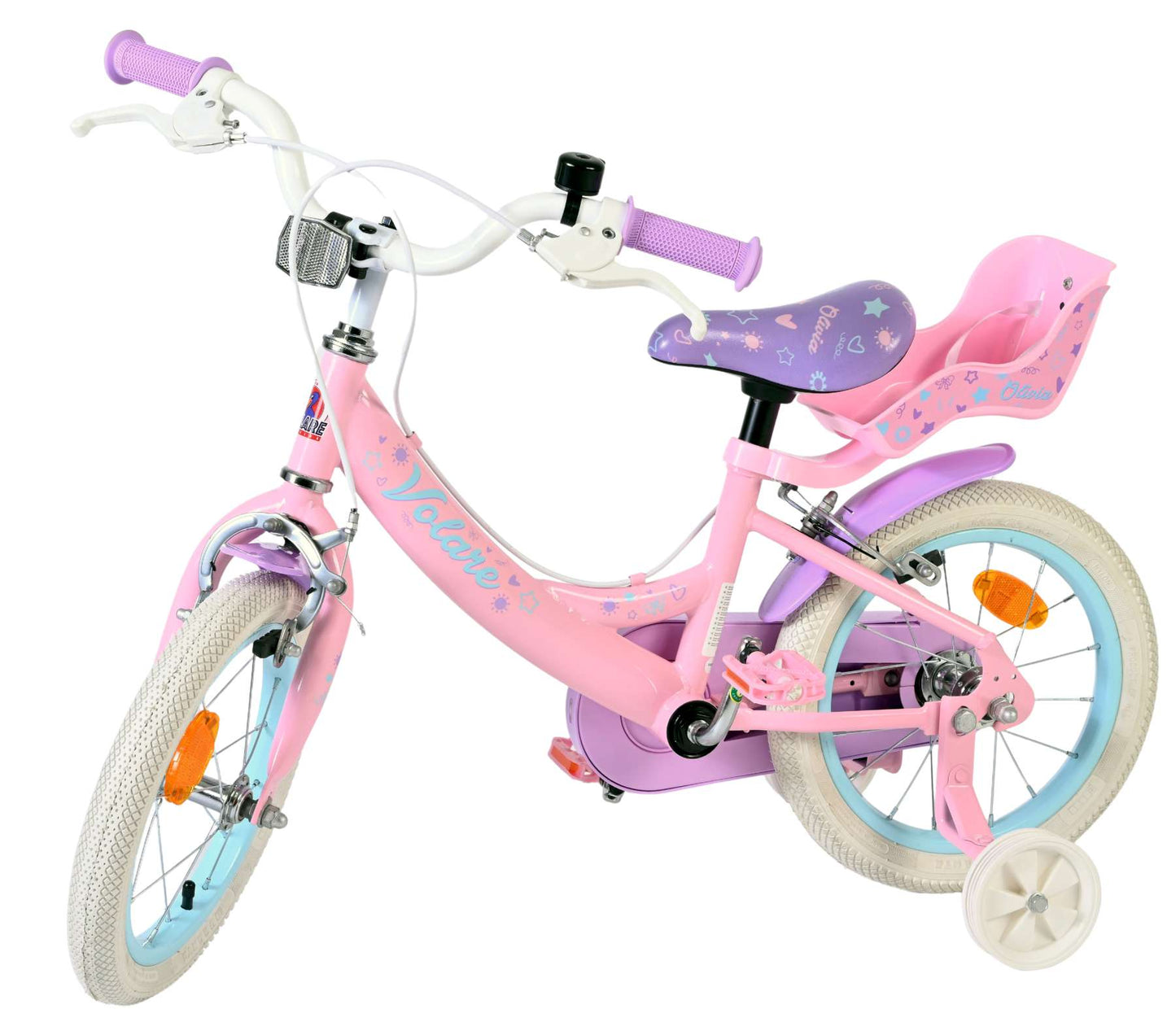 Bicicletta per bambini Volare Olivia - ragazze - 14 pollici - rosa - due freni a mano