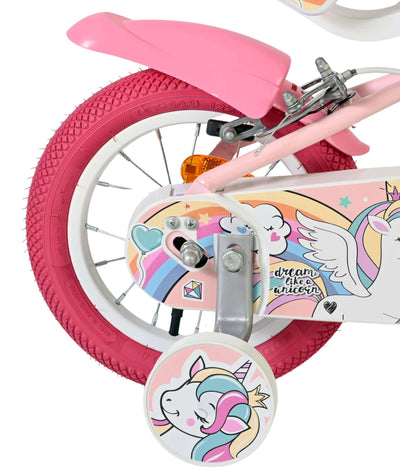 Bicicletta per bambini Volare Unicorn - ragazze - 12 pollici - rosa - due freni a mano