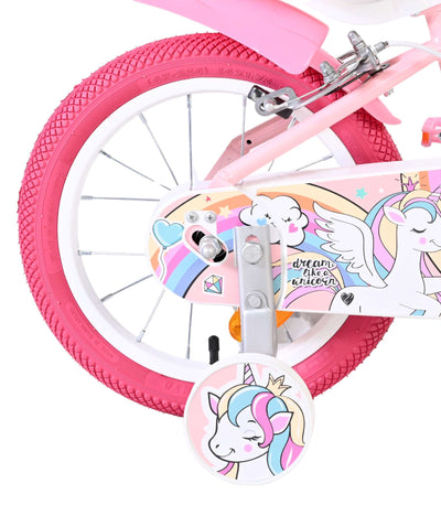 Bicicletta per bambini Volare Unicorn - ragazze - 14 pollici - rosa - due freni a mano
