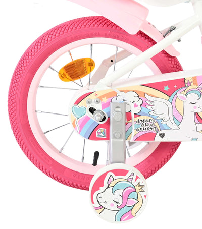 Volare unicorn kinderfiets - meisjes - 14 inch - wit
