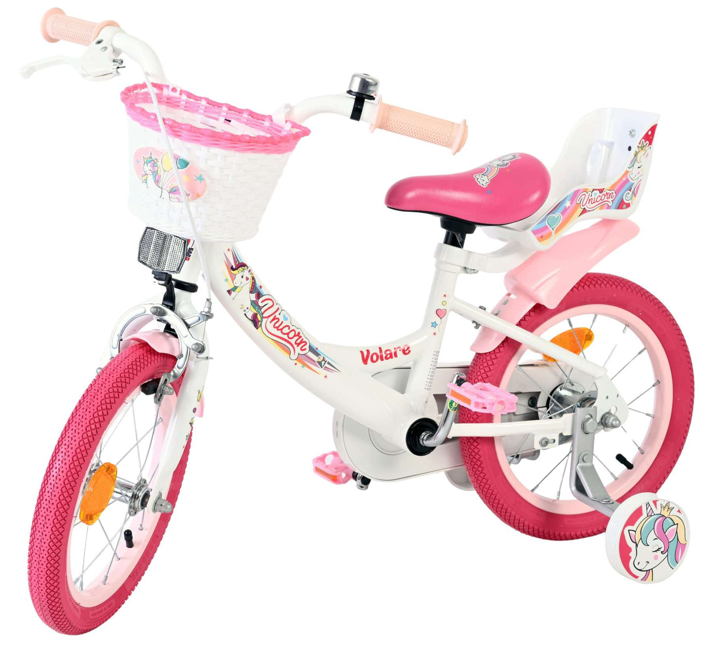 Bicicletta per bambini Volare Unicorn - ragazze - 14 pollici - bianca