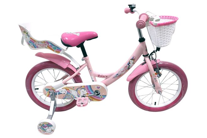 Bicicleta infantil Volare Unicornio - Niña - 16 pulgadas - Rosa