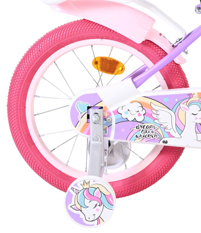 Bicicleta infantil Volare Unicorn - niña - 16 pulgadas - violeta