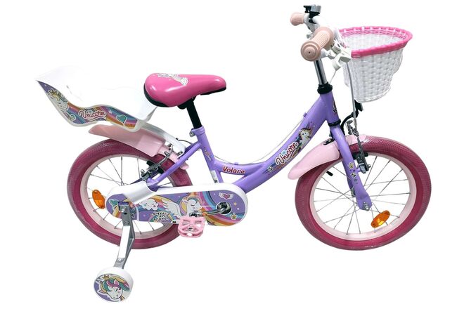 Bicicleta infantil Volare Unicorn - niña - 16 pulgadas - violeta - dos frenos de mano