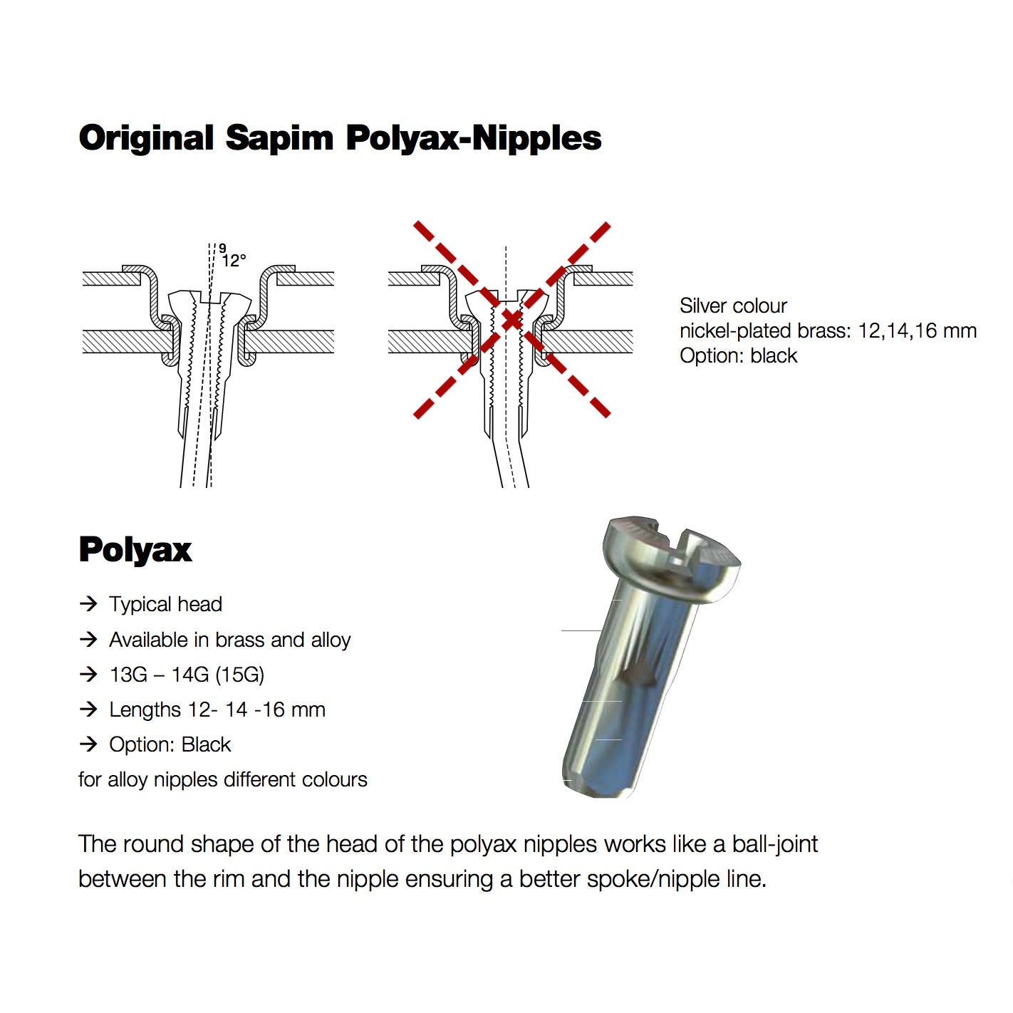 SAPIM SPAAK NIPPLE SP14 16mm Long Bag (100 pezzi)
