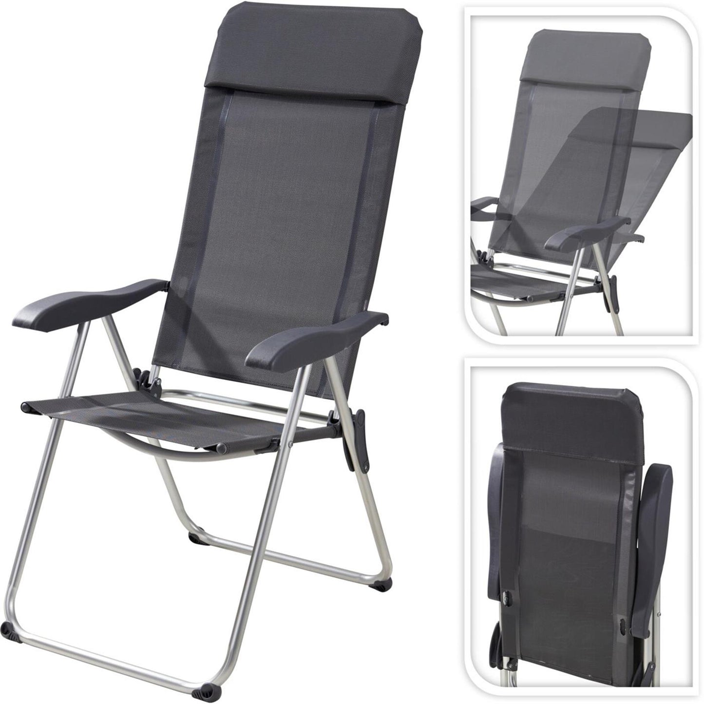 Silla de camping gris 69x58x111cm
