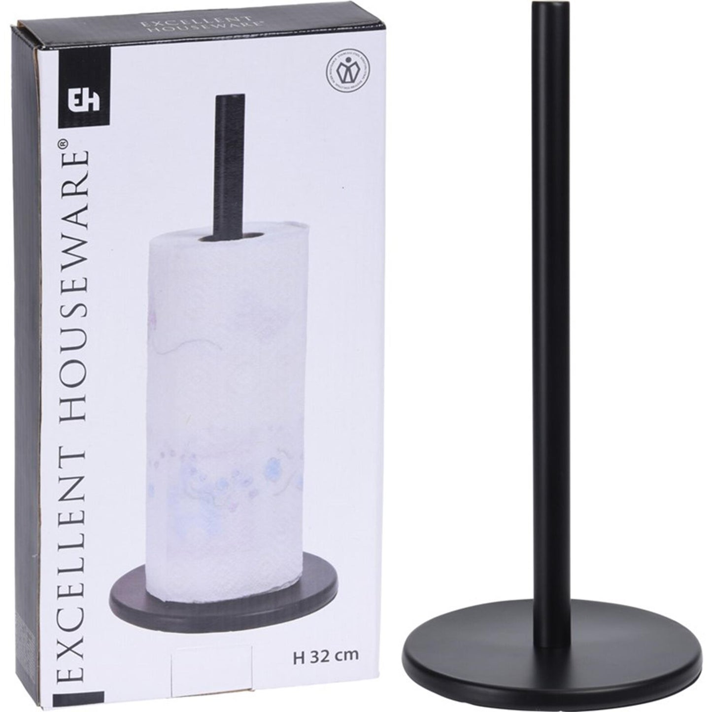 Excellent houseware keukenrolhouder 15x32cm zwart rvs