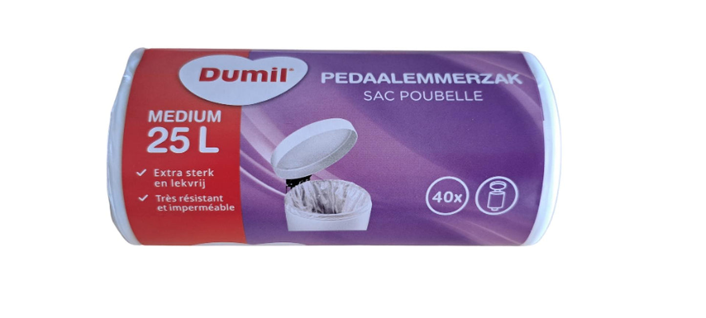 Sacchetti spazzatura a pedale Dumil 25l rotolo da 40 pz