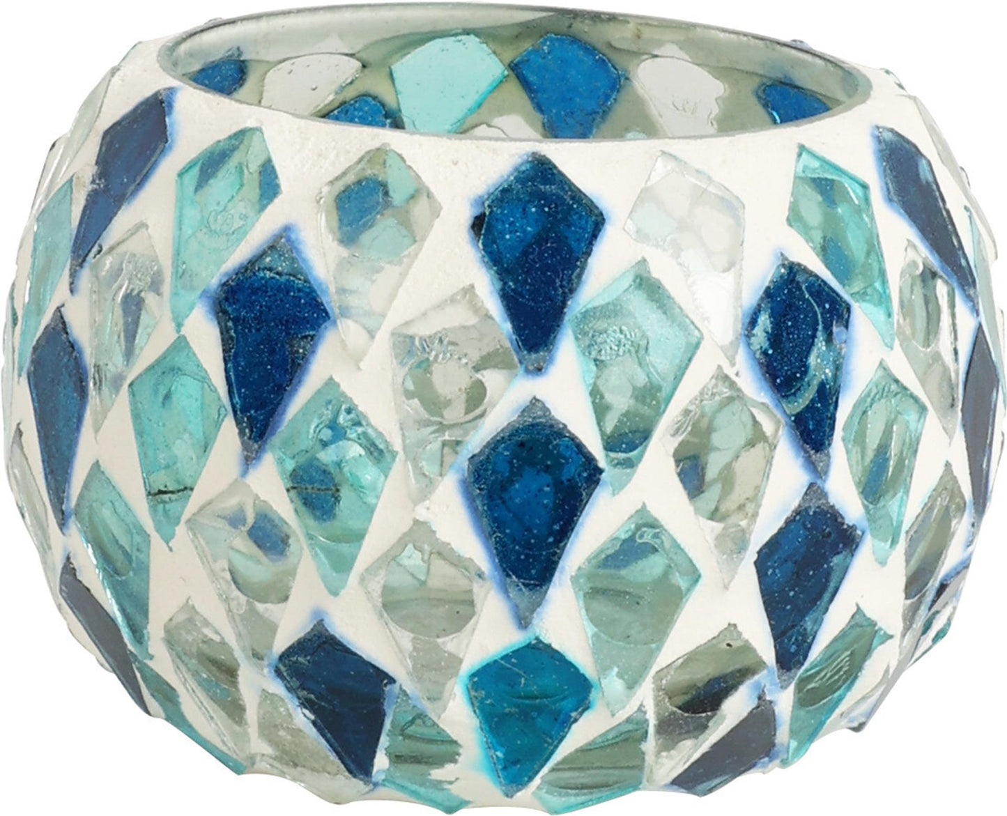 Portavelas Home Styling mosaico azul 9x9x6cm