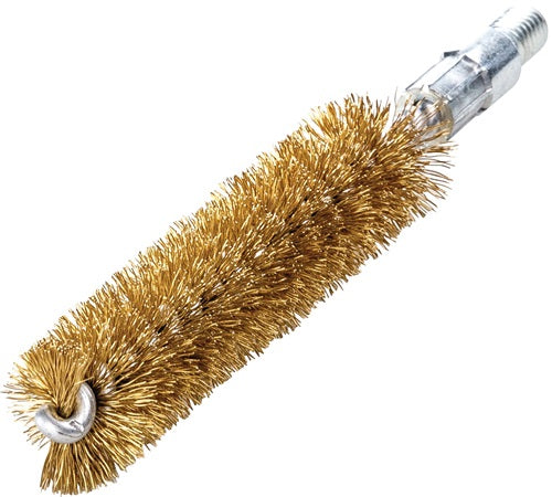 Spazzola per tubi Lessmann | lunghezza 115 mm d. 10 mm | filo di ottone ondulato | lunghezza deposito 80 mm | 1 pezzo - 500710 500710a