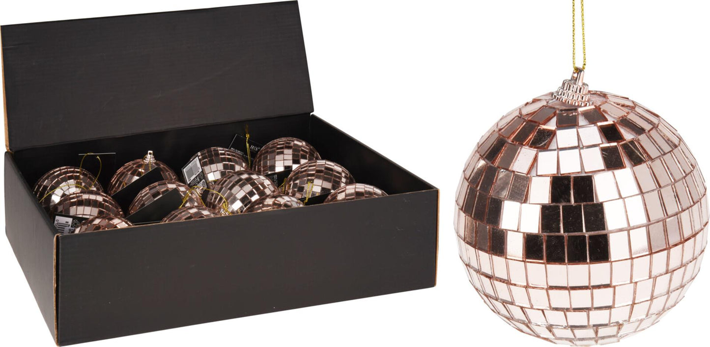 Home styling Sfera di Natale sfera a specchio 8 cm oro rosa