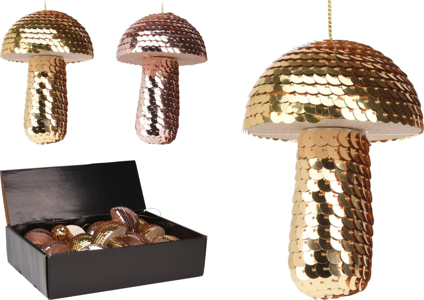Home styling Ciondolo natalizio con paillettes a forma di fungo
