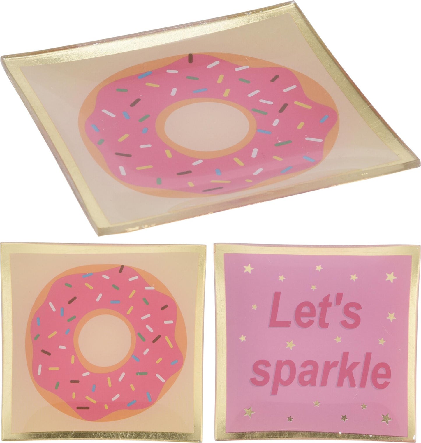 Letrero de decoración del hogar vidrio 10x10cm texto donut