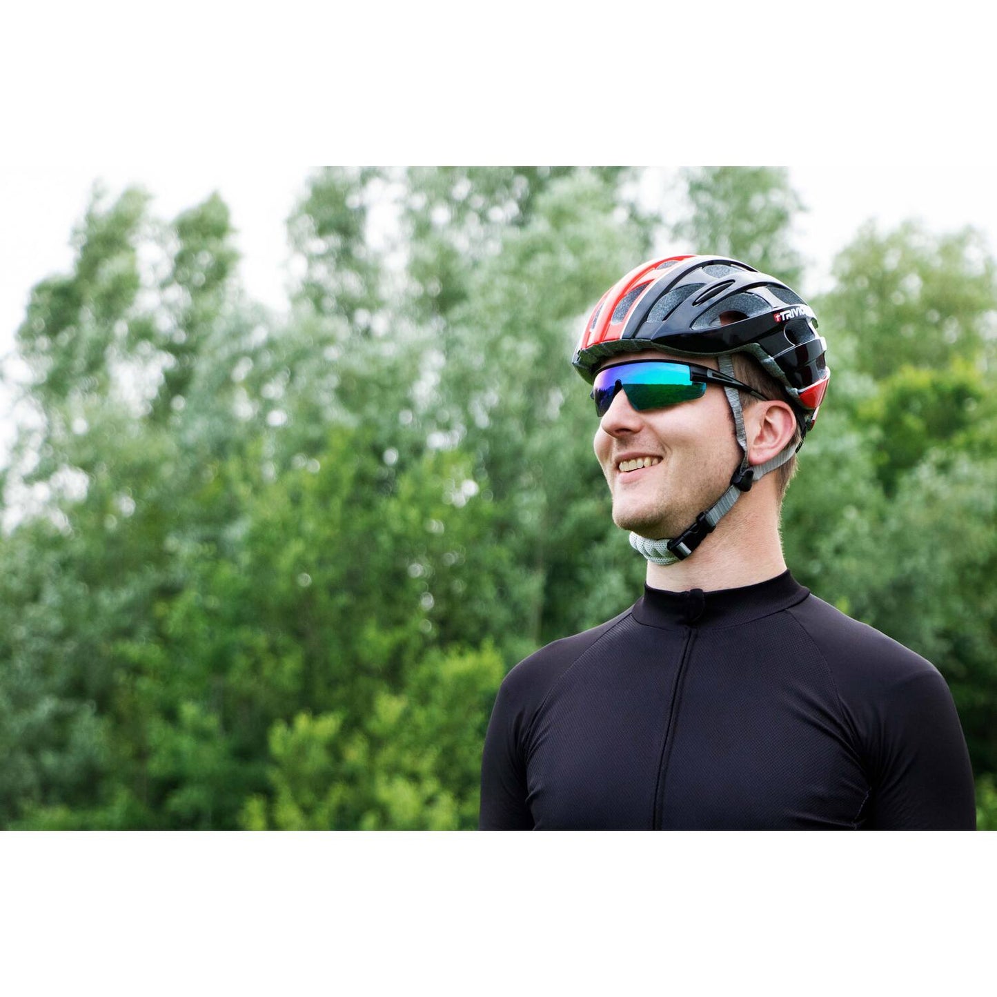 Trivio - occhiali da ciclismo Hadley rosso bianco con 2 lenti extra