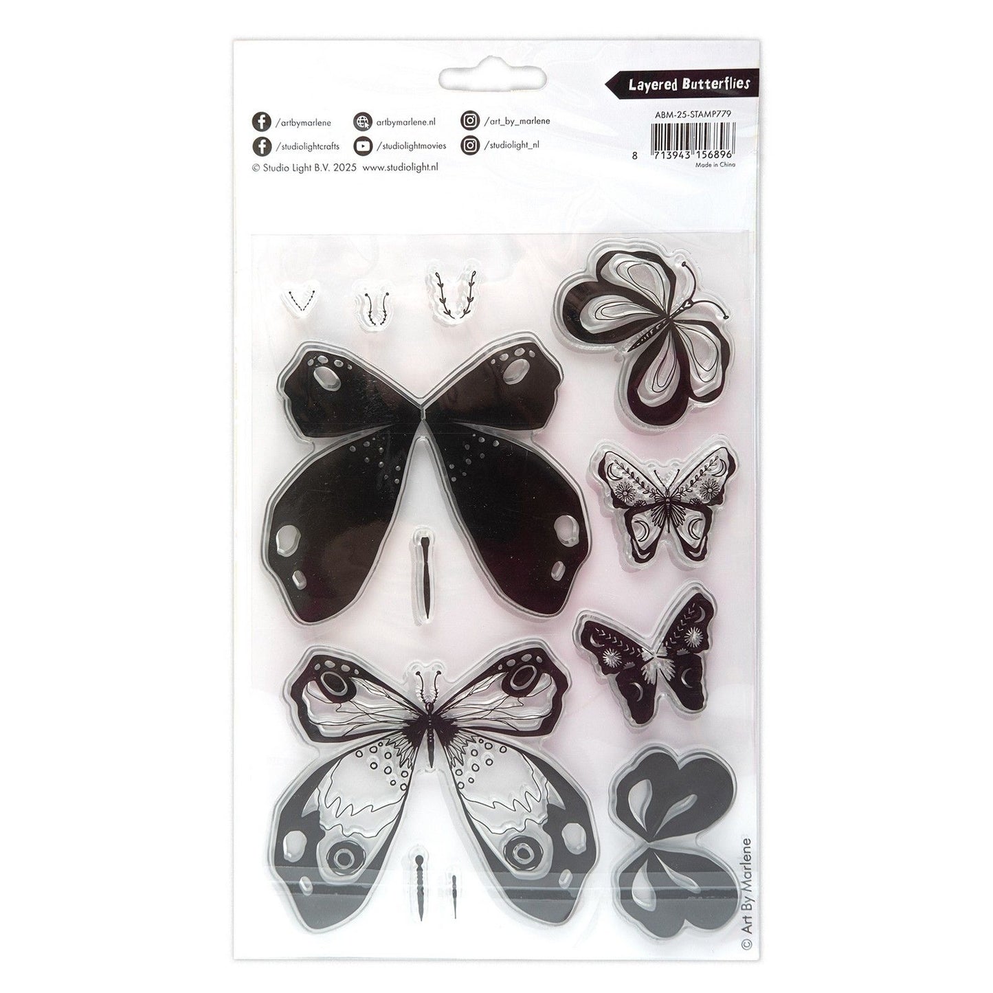 Luce da studio • illustrazione di marlene, farfalle a strati con timbro trasparente