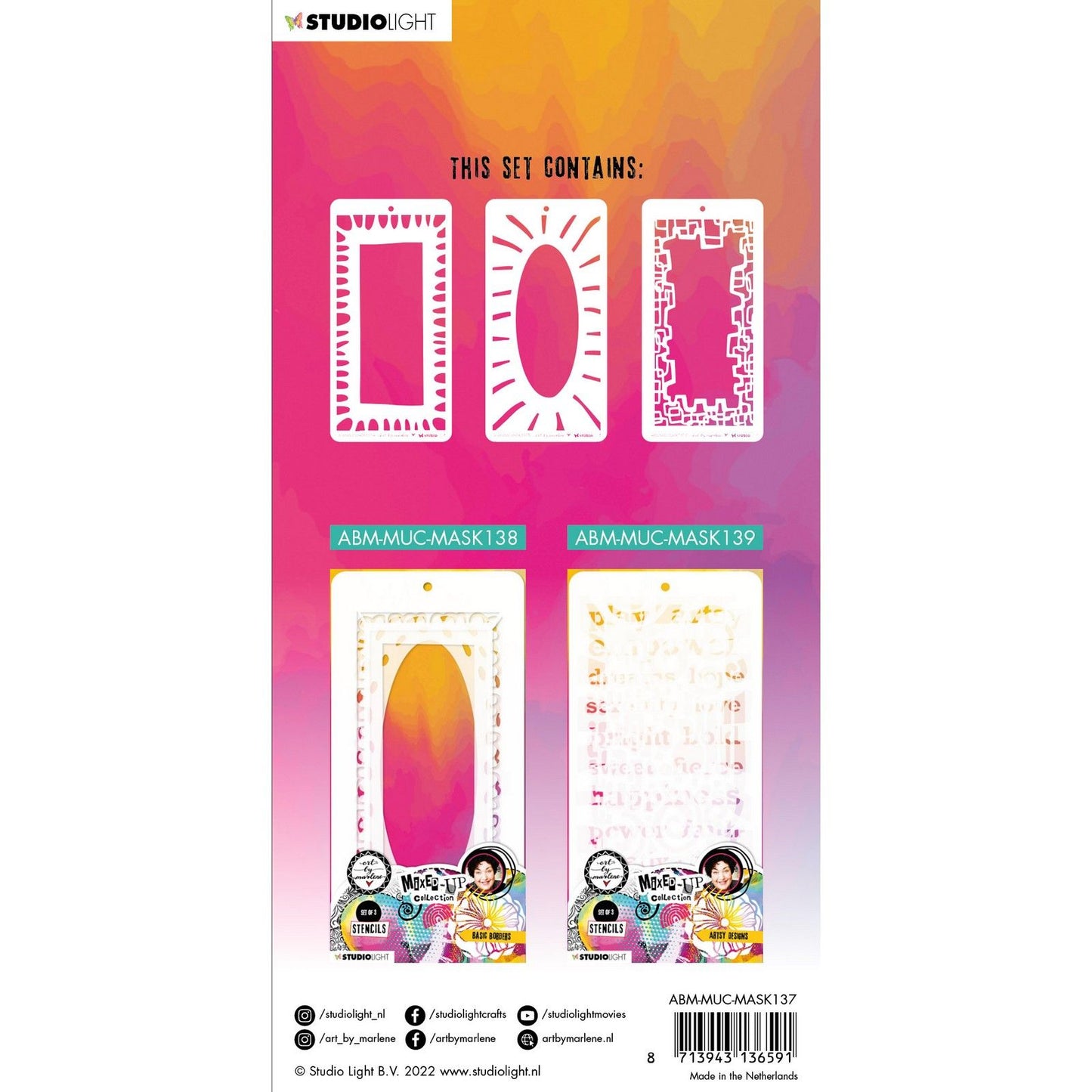 Studio light • collezione mista di maschere stencil cornici giocose