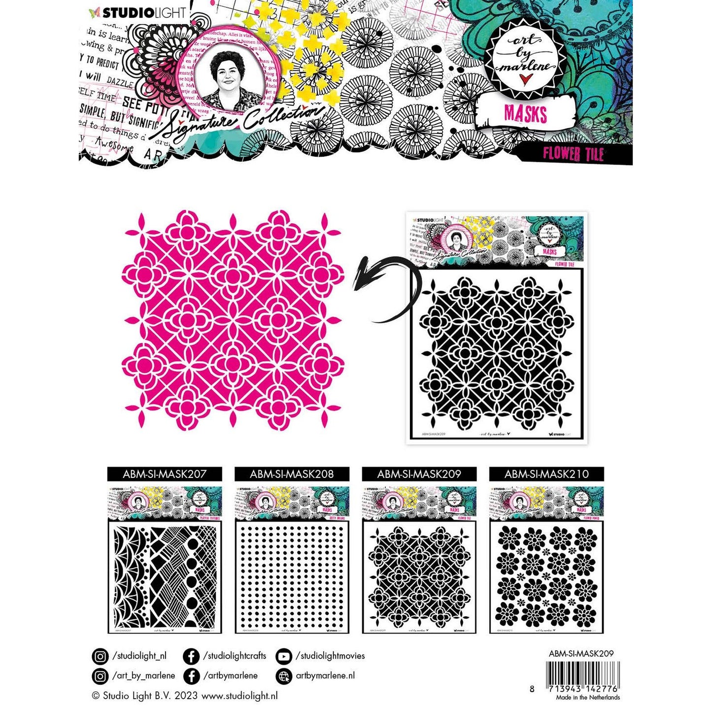 Luz de estudio • colección exclusiva máscara plantilla flor azulejo