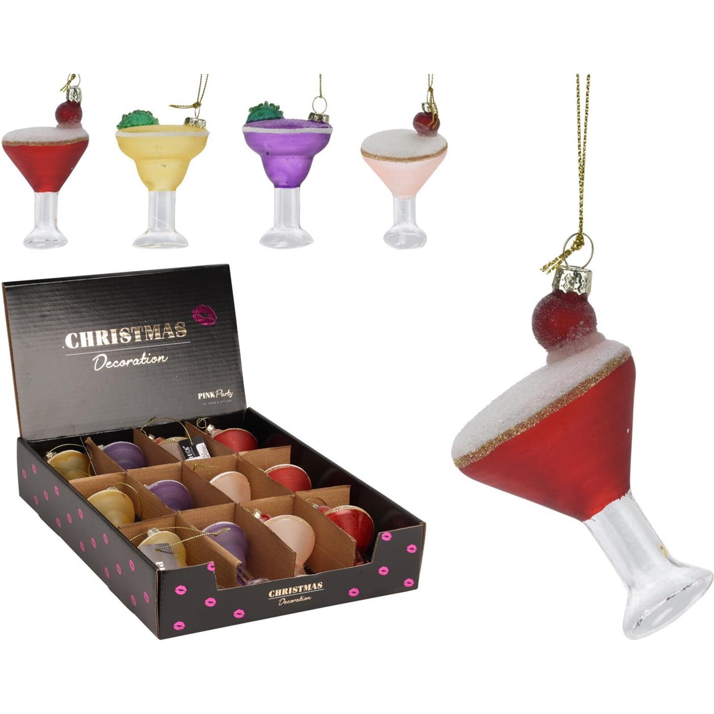 Bicchiere da cocktail appendiabiti da 8,5 cm espositore da 12 pezzi