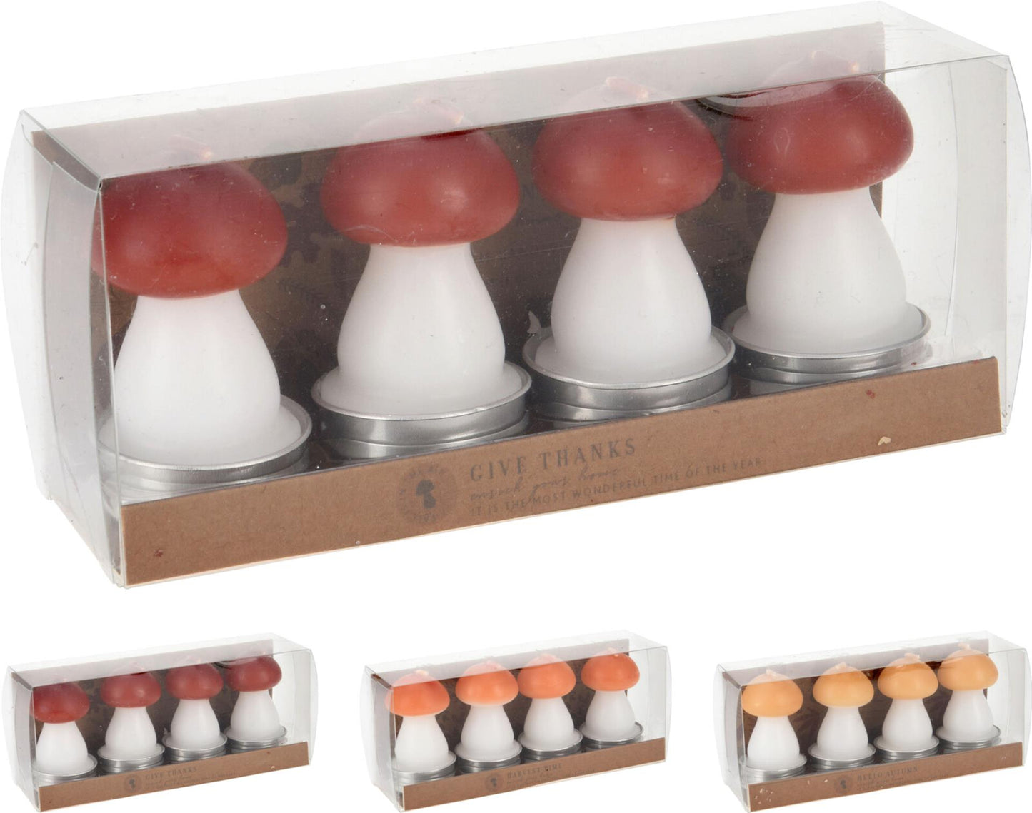 Set candele a forma di fungo per la casa, 4 pezzi 3x7 cm