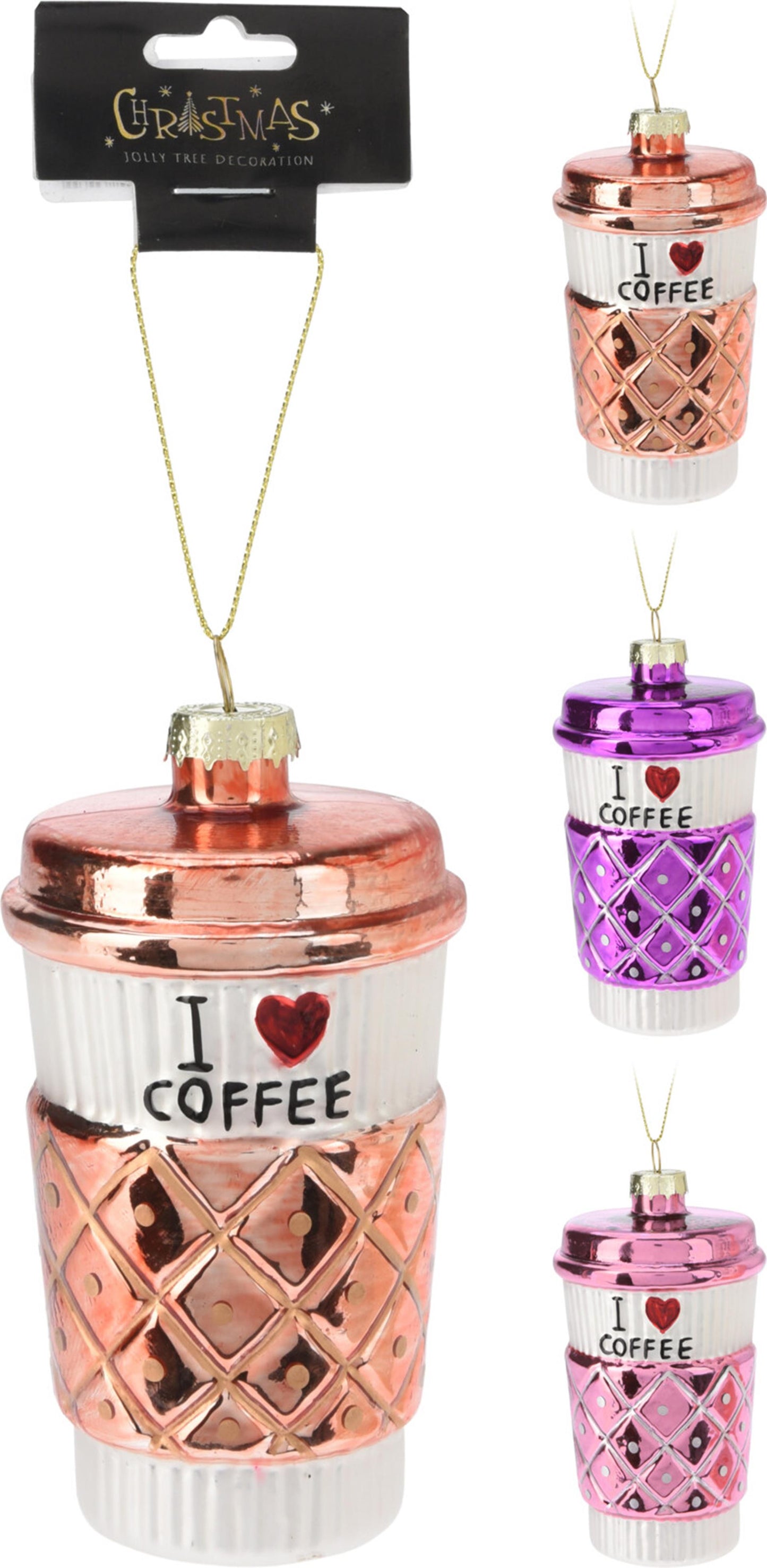 Home styling Ciondolo natalizio tazza da caffè in vetro amore caffè