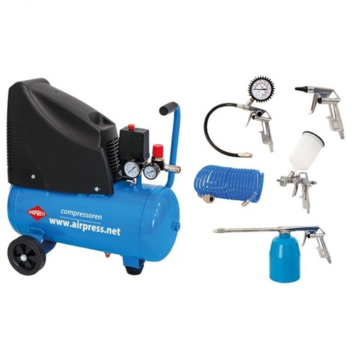 Airpress hlo 215-25 | compressore | con set da 6 pezzi | 215 l/min | 24 litri - 48140