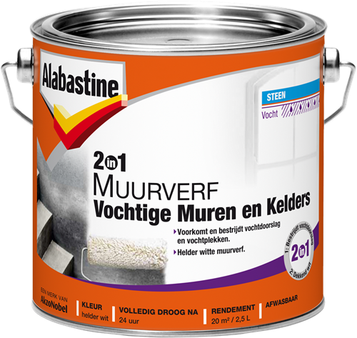 Pintura de pared Alabastine 2 en 1 humedad m k | 2,5 litros - 5096050
