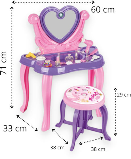 Pilsan Heart speelgoedmake-uptafel met geluid paars 21-delig