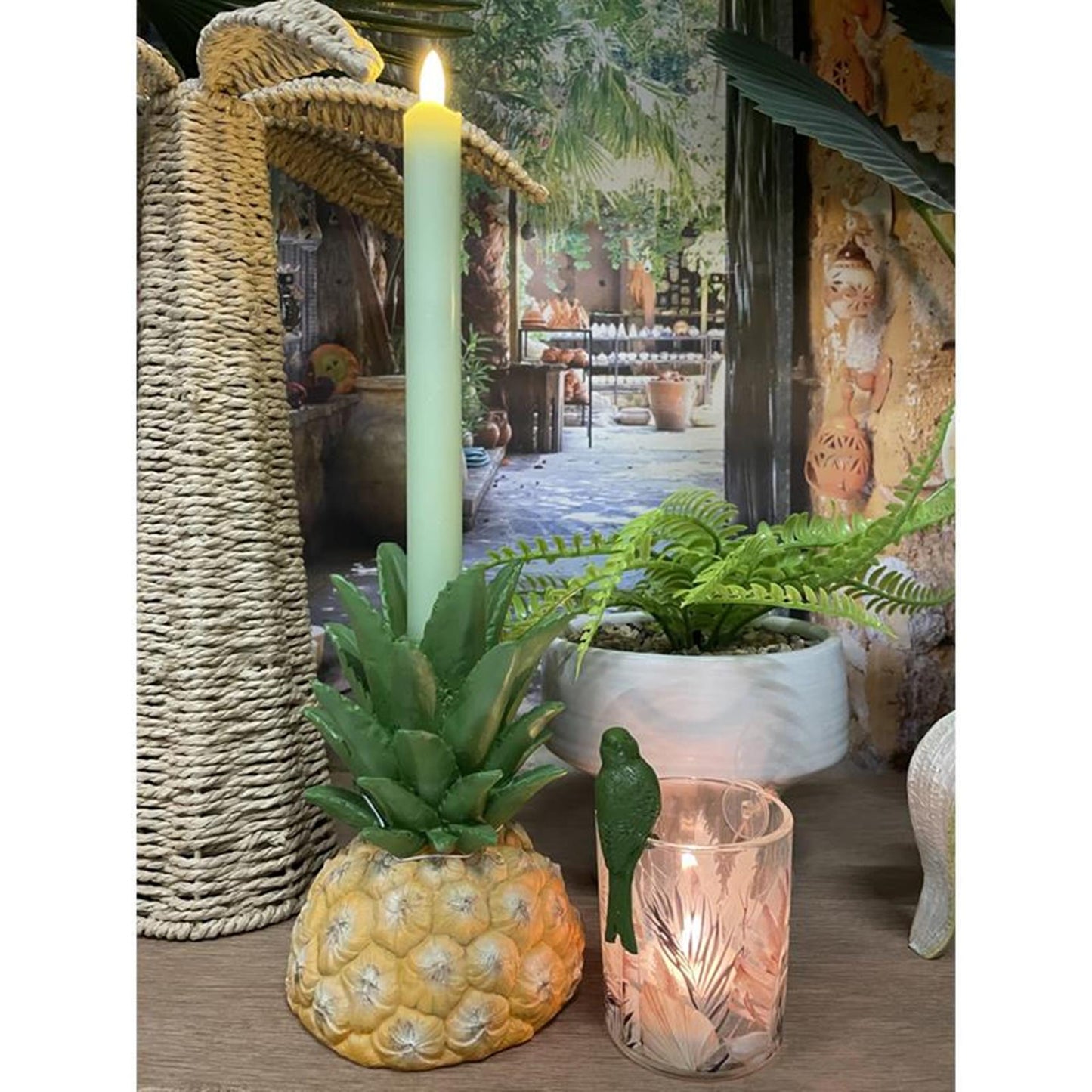 Cosydecor candelabro piña polipiedra 12x12x18cm