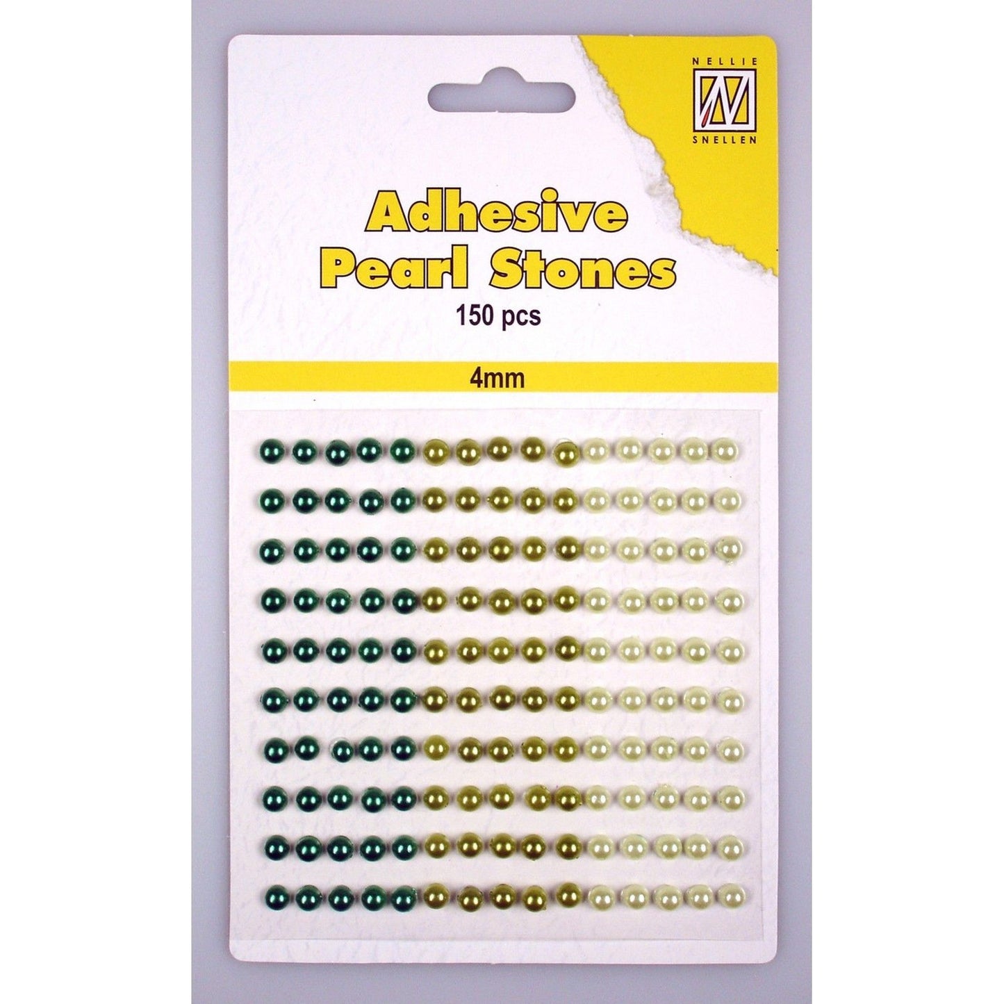 La scelta di Nellie • perle adesive 150 pezzi foglio 4mm 3 toni di verde