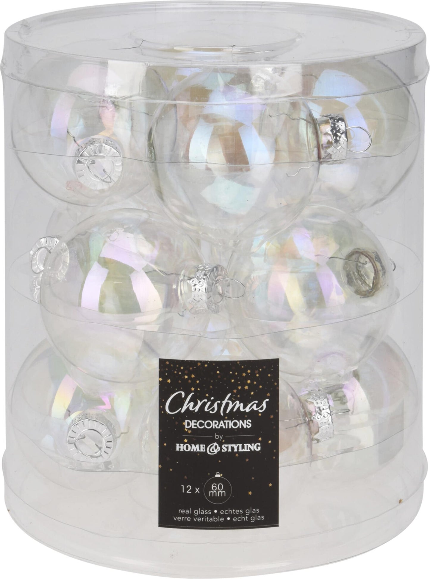 Home styling Palla di Natale Tubo iridescente da 60 mm con 12 vetri
