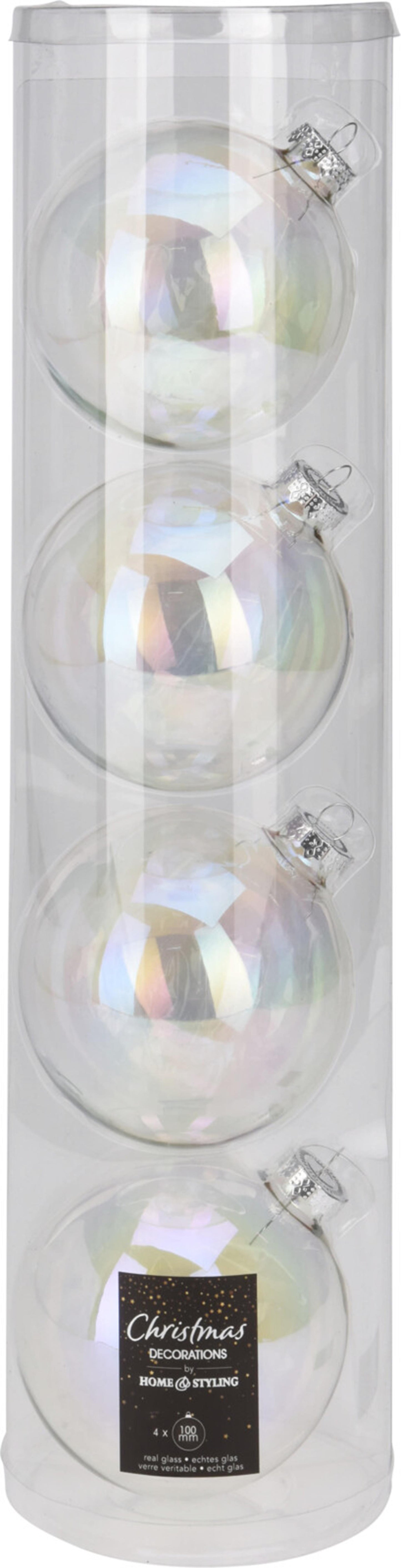 Home Styling Bola de Navidad de 10 cm con tubo iridiscente y 4 vasos