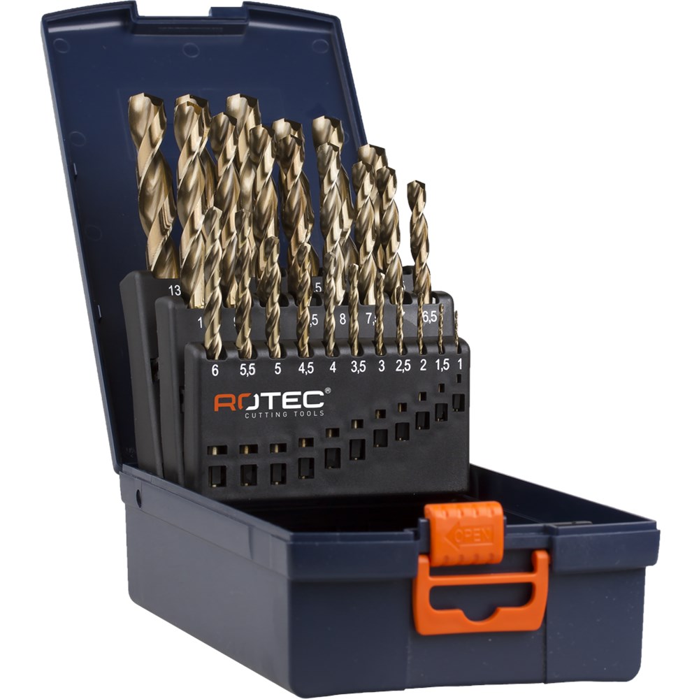 Rotec 25uds. Juego de brocas helicoidales tipo '111' en casete de ABS 1,0-13,0x0,5mm - 900.0029k - 900.0029k