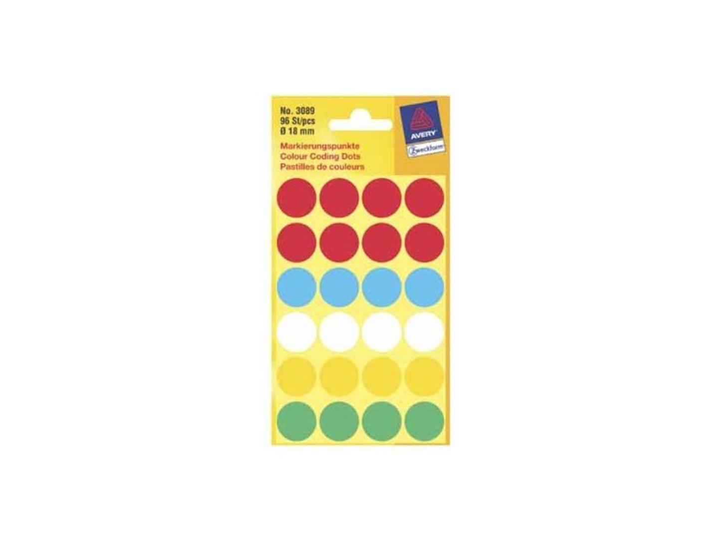 Kangaro etiket zweckform 18mm rond stickers, pak a 96 etiketjes, bundel a 10 pakjes