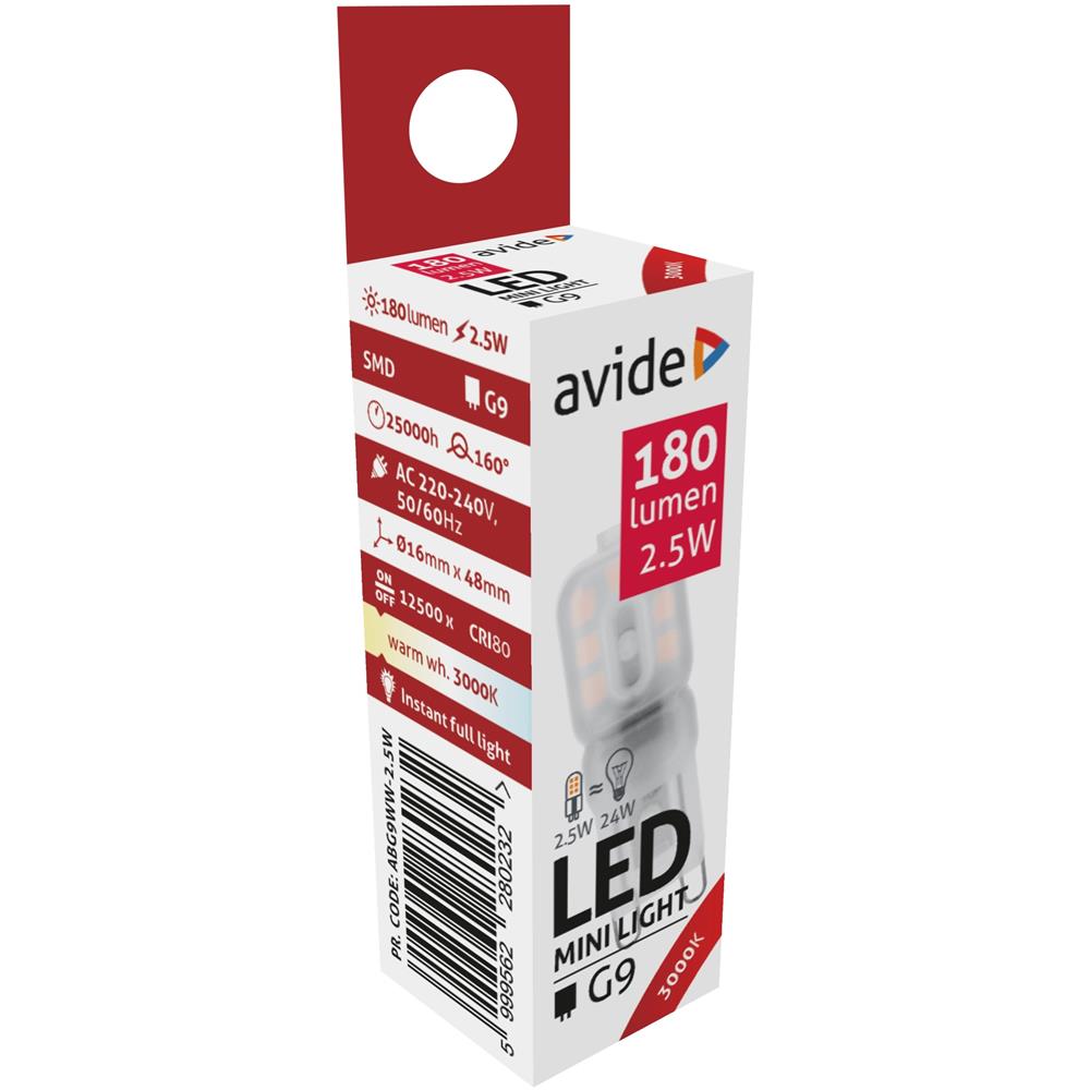 Avide LED G9 2.5W WW 3000K 180 Lumen