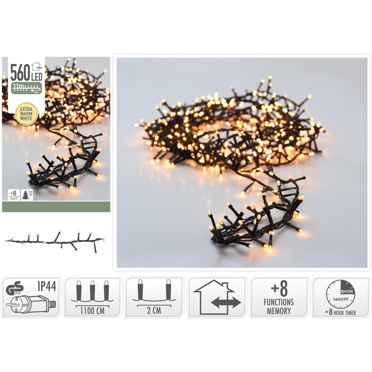 Microcluster di illuminazione natalizia 560led 11m