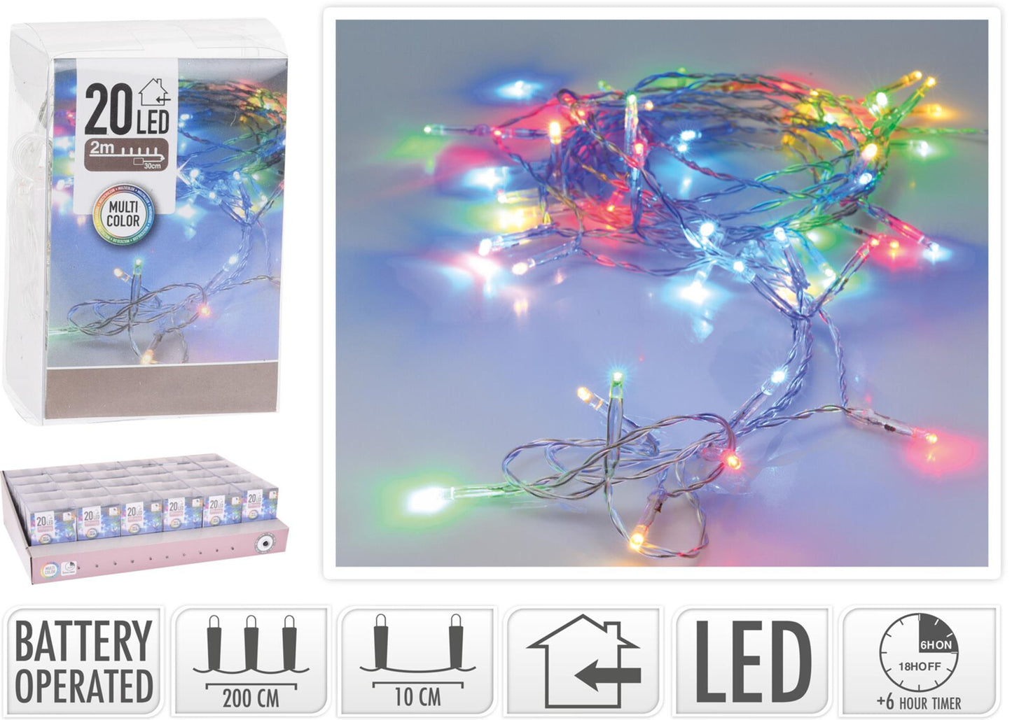 Luces LED multi -corolor, 20dlg.