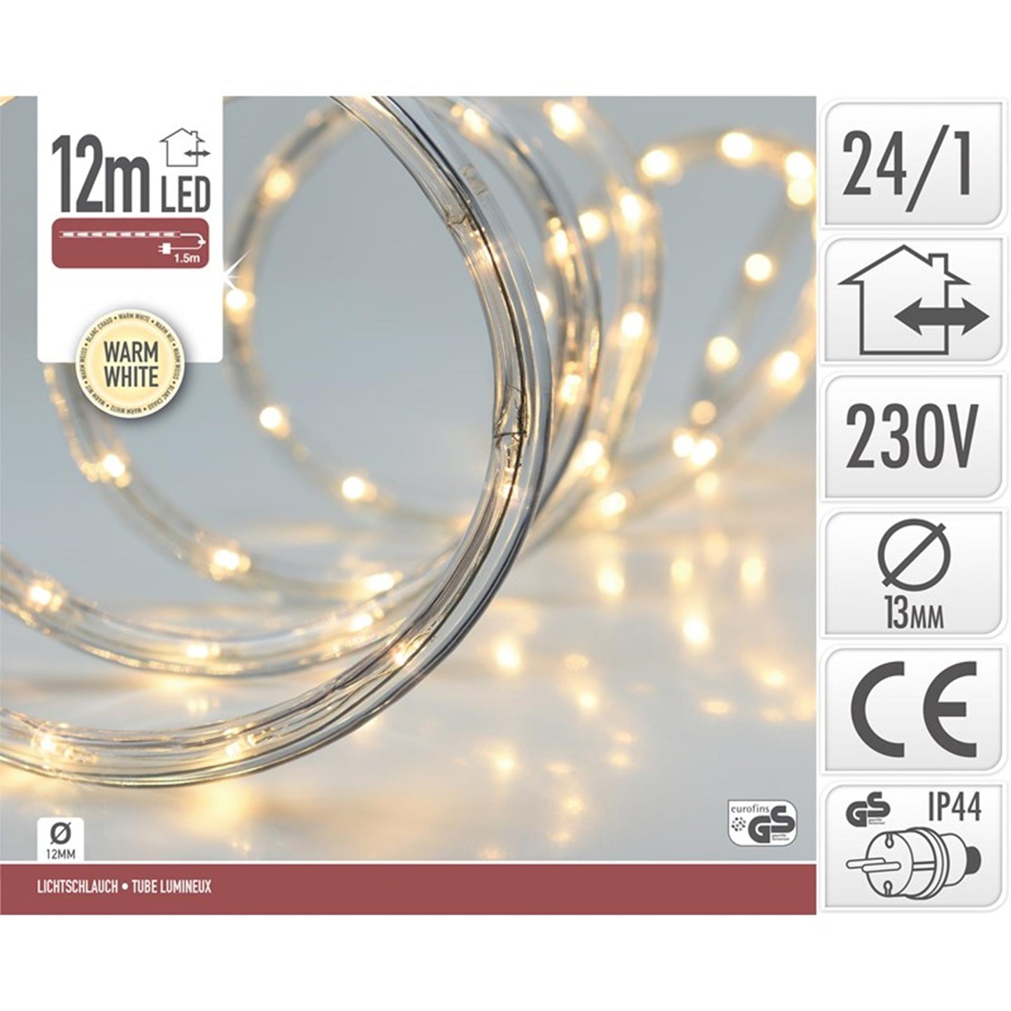Iluminación de manguera LED 12 m blanco cálido