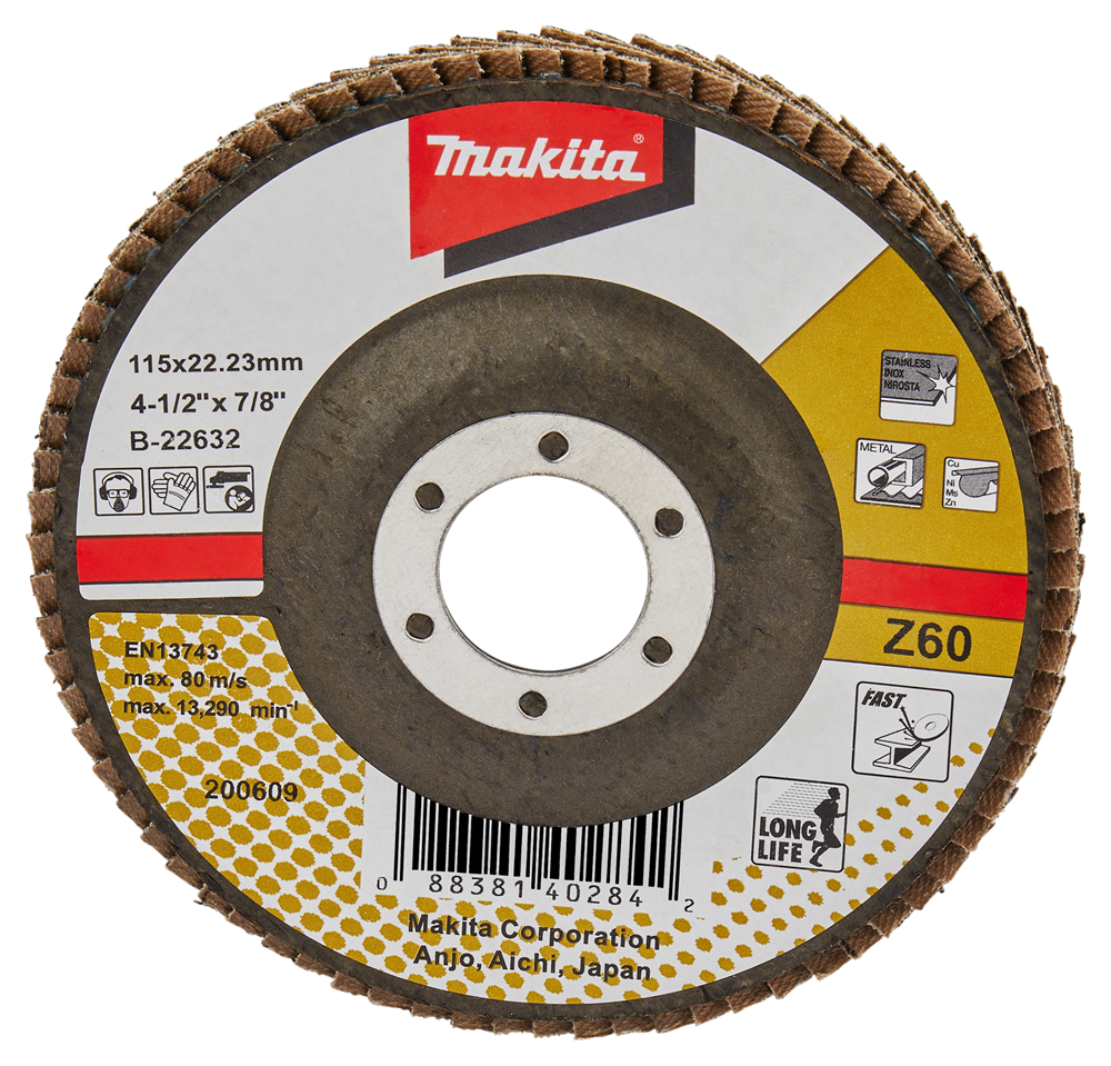 Accesorios makita disco de lijado de solapa 115 mm z60 - b-22632 b-22632