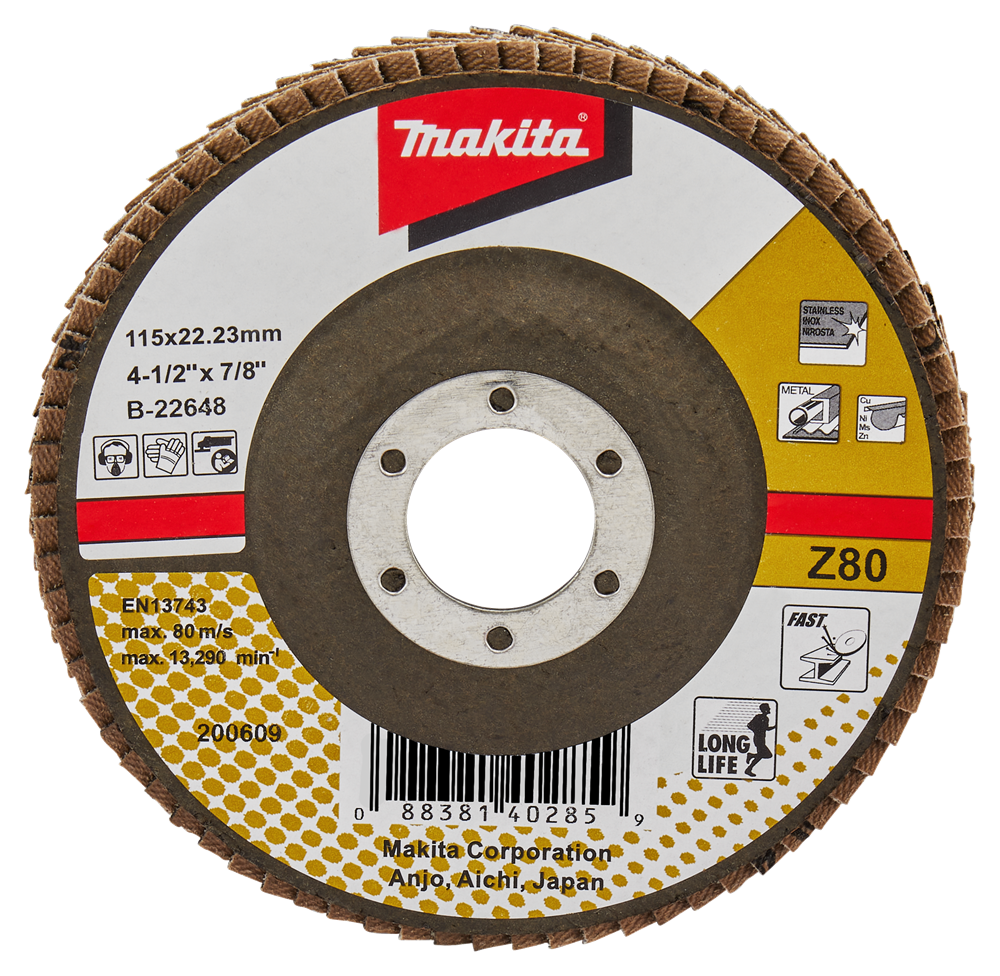 Accesorios makita disco de lijado de solapa 115 mm z80 - b-22648 b-22648